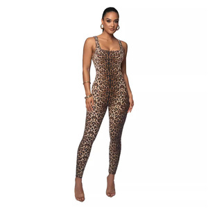 Women Animal Print Sleeveless Crew Neck Backless Tanktop Ribbed Hip Lifting Skinny Workout - Product Image 2