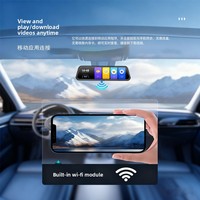 Rétroviseur de voiture avec écran 10 pouces 2K HD, vision nocturne, enregistreur vidéo, 2 caméras, écran IPS 170°, 12-24V, WiFi intégré 24H