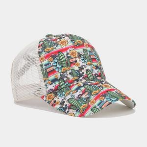 Casquette de camionneur en maille imprimée à sublimation pour femmes tropicales, queue de cheval incurvée, printemps, été, casquette de baseball extérieure pour femmes - Product Image 4