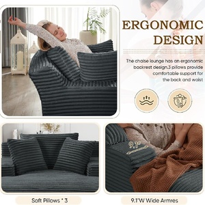 Fauteuil inclinable d'intérieur moderne <span class=keywords><strong>extra</strong></span>-<span class=keywords><strong>large</strong></span> avec canapé en chenille doux et rembourré, confortable et moelleux, avec structure en bois - Product Image 5