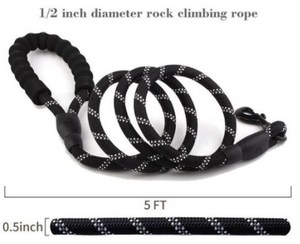 Cuerda de nailon redonda trenzada reflectante de 5 pies, cuerda de tracción para perros, cuerda de escalada trenzada duradera, correa para mascotas - Product Image 6