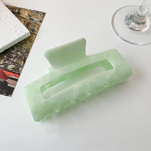 Pinces à cheveux rectangulaires en acétate pour femmes, accessoires capillaires colorés, pinces à queue de cheval ajourées à motif écossais en acétate - Product Image 6