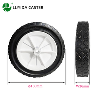 Roue universelle en caoutchouc de 7 pouces avec moyeu en plastique, capacité de charge de 70 kg, pièce de rechange pour tondeuse à gazon, chariot à main, chariot utilitaire