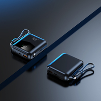 Chargeur portable RK321 10000mAh 22.5W avec câbles Type-C et L intégrés, 20000mAh disponible, Power Bank LED avec logo personnalisé OEM