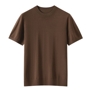 Camicia 100% da <span class=keywords><strong>uomo</strong></span> a girocollo tinta unita in lana Merino tinta unita a maniche corte lavorata a <span class=keywords><strong>maglia</strong></span> - Product Image 1
