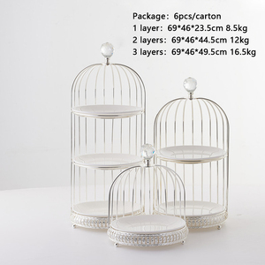 Plateau de nourriture en cristal de luxe salon plateau de fruits à Dessert en fer en forme de cage à oiseaux créative avec plats en céramique blanche - Product Image 4
