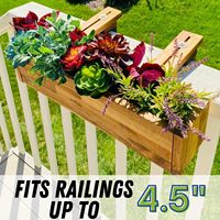 Jardinière rectangulaire rustique en bois pour plantes suspendues, fleurs, herbes, à suspendre dans une véranda, un porche ou un balcon.