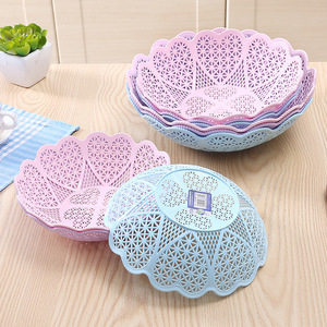 Creative Plastic Fruit Bowl Set Stackable Pink Purple Blue For Snack Storage - Product Image 1