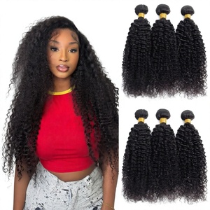 Extensions de cheveux humains vierges indiens bruts bouclés, non traités, en mèches, pour tissage, à double trame micro-attachée à la machine - Product Image 3