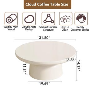 Ajunion kem phong cách Bàn cà phê phòng khách đồ nội thất cuối bảng tròn bằng gỗ trắng Bàn cà phê với Chunky trọng lượng-mang chân - Product Image 4