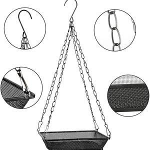 TJ1 2 2 Square Wire <b>Mesh</b> Bird Feeder Black Iron Rectangle Hanging With Chain Durable Outdoor <b>Garden</b> Feeding Rack - Product Image 1