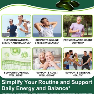 Compléments alimentaires Acentiallabs pour renforcer l'immunité, spiruline chlorella 17 en 1, spiruline chlorella naturellement riche en chlorophylle, gélules molles - Product Image 6