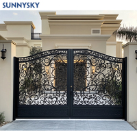 Sunnysky Classique Fer Forgé Double Porte D'entrée Design Antique Sécurité À Domicile Décoratif Balançoire Style Ouvert Porte D'entrée En Fer