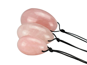 En gros 3 pcs/ensemble sexe jouet oeufs, sculpté de quartz rose naturel yoni oeufs pour l'exercice de kegel - Product Image 3