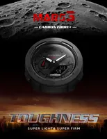 Jam Tangan Outdoor Pria NORTH EDGE Mars 3 Digital Serat Karbon Tahan Air 50M Jam Tangan Olahraga Waktu Dunia LED