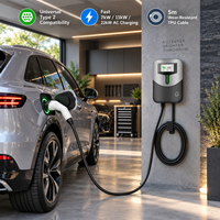 Pengisi Daya Dinding EV 32A 7kW 11kW 22kW Tipe 2 Layar 4.3 Inci RFID Aplikasi WiFi 480V Stasiun Pengisian Cepat Mobil Listrik OEM