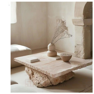 Newstar 2024 vente chaude meubles de salon Table basse Table basse en travertin Table basse en marbre chamois - Product Image 3