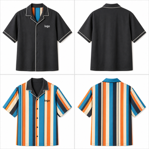 Custom Reversible Bowling <b>Shirt</b> <b>Double</b> Sided <b>Two</b> Ways Wear Street Style Oversized Custom Logo Embroidered OEM Wholesale Factory - Product Image 1