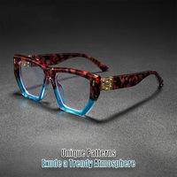 Montures de lunettes de lecture anti-lumière bleue de haute qualité, surdimensionnées, carrées, style influenceur, avec blocs de couleur larges et tendance