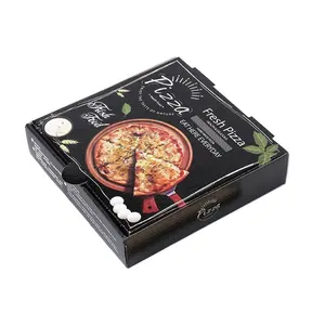도매 사용자 정의 로고 인쇄 블랙 물 증거 재활용 골판지 조가비 테이크 아웃 피자 포장 종이 식품 포장 상자