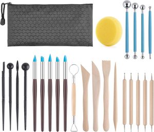 <span class=keywords><strong>Kit</strong></span> d'outils pour argile 25 pièces, pour sculpture de céramique et argile polymère, séchage à l'air, artisanat pour adultes, avec fermeture éclair, noir, pour rangement - Product Image 1