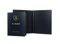 Sampul Menu Kulit Kustom dengan Sekrup di Dalam, Penyangga Menu Lipat, Buku Menu Hitam untuk Restoran