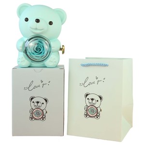 Caja de Joyería con Oso Giratorio de Flores Eternas, Caja para Anillos, Regalo de Navidad, Día de San Valentín, Regalo para Anillo, Collar, Caja de Regalo - Product Image 5