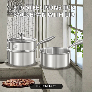 Manufacturer Wholesale 316 <b>Stainless</b> <b>Steel</b> Triply Saucepan Honeycomb No Stick Steamer Modern Design Lid Milk <b>Pot</b> Sustainable - Product Image 2
