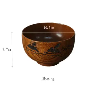 लकड़ी का कटोरा वयस्क लकड़ी के टेबलवेयर सेट बड़ा जापानी लकड़ी का चावल का कटोरा कटोरे और प्लेटों का तीन पीस सेट