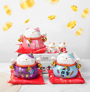 Figurine japonaise en <span class=keywords><strong>porcelaine</strong></span> en céramique, cadeau porte-bonheur, <span class=keywords><strong>Maneki</strong></span> <span class=keywords><strong>Neko</strong></span>, pour maison, hôtel, tirelire, décor de société, 4.5 pouces - Product Image 1