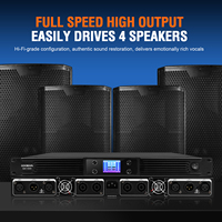 GK1300 1300 Watt Amplifier Daya Digital Kelas D 4-Kanal 1U Rak Mount 8Ω PA Amplifier dengan Layar untuk Speaker Panggung DJ
