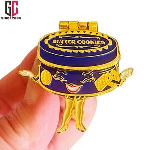 15 años de fábrica personalizada galleta lata Metal esmalte bisagra Pin solapa Pin cierre y abierto insignia funcional artesanía regalo - Product Image 4