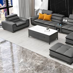 Sofa Ruang Tamu Modern Mewah Ringan Bahan Kulit Kain Sectional 7 Dudukan Set Sofa yang Dapat Disesuaikan - Product Image 3