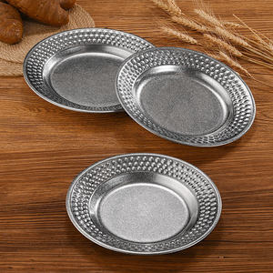 Assiette ronde en acier inoxydable 304, assiette creuse à motif martelé, assiette à barbecue, assiette à collation, assiette à dessert, assiette de service alimentaire - Product Image 2