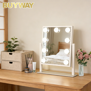 9 Bulbs LED <strong>Lighted</strong> Miroir Coiffeuse Portable Kosmetilk Spiegel Geote 3-Color Dimming Free 5X Magnifier MDF Vanity Makeup <strong>Mirror</strong> - Product Image 6