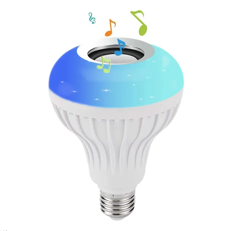 Smart LED Bulb Light Wireless BT Audio Speaker Music Playing Dimmable E27 Lamp Tooth LED Bulb RGB APP Remote Control Blue PVC Ce