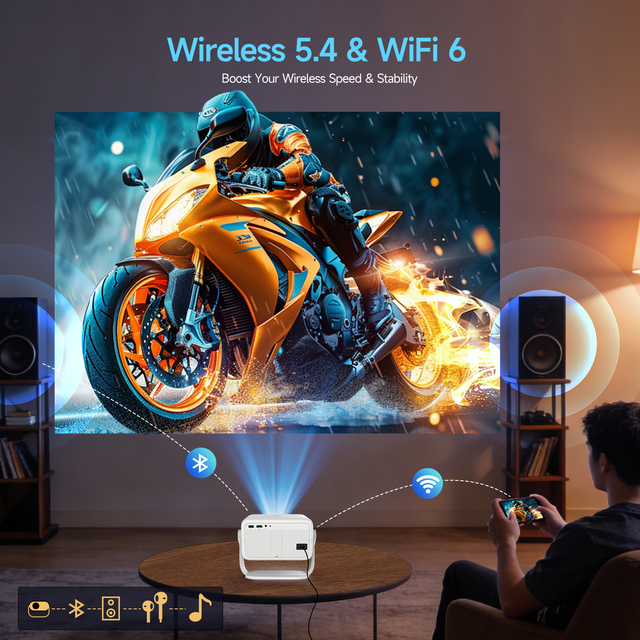 Magcubic Portable Movie Projector L018 Android 14 WiFi HDMI USB for Outdoor Bedroom Office Compatible Home Theater
