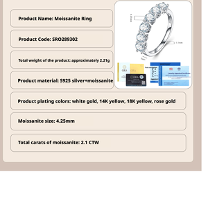 Bague demi-<span class=keywords><strong>éternité</strong></span> en argent sterling S925 de haute qualité avec moissanite VVS1, fabrication d'usine avec plus de 18 ans d'expérience, vente en gros de bijoux - Product Image 2