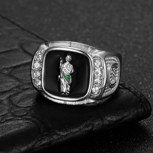 yunnique Bague pour homme en acier inoxydable plaqué or avec incrustation de diamants et motif décoratif, idéale pour un cadeau - Product Image 3