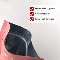Sachet d'emballage alimentaire personnalisé refermable en papier kraft enduit d'aluminium, résistant à l'huile, avec fermeture éclair, type pochette stand-up
