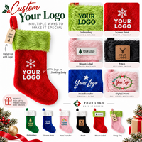Chaussette de Noël personnalisée avec logo, en fausse fourrure, avec revers, à suspendre, 45 cm, grande taille, sac cadeau de Noël, vente en gros