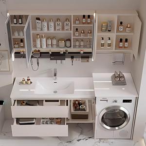 Estación <span class=keywords><strong>de</strong></span> Lavandería <span class=keywords><strong>con</strong></span> Almacenamiento, Mueble <span class=keywords><strong>de</strong></span> Lavandería Independiente para Balcón, Fregadero Integrado y Mesa para Lavar Platos para Uso Doméstico - Product Image 4