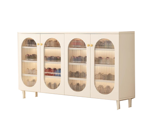 Mueble Zapatero <span class=keywords><strong>de</strong></span> Madera Blanco Francés Contemporáneo 2026 para Sala <span class=keywords><strong>de</strong></span> Estar con Diseño Moderno y Delgado que Ahorra Espacio - Product Image 2