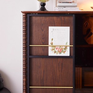 Weihang French Style <b>Solid</b> <b>Wood</b> <b>Bookcase</b> With Glass Doors Vintage Display Cabinet For Living Room Storage - Product Image 3