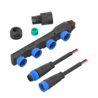Modules d'éclairage extérieur DC Power Input Assembly Cable Quick Connector M15 4 Ways Cable Splitter 2Pin Female Socket IP67