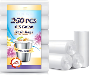 Huamaohengchun0.5 Gallon Mini 11" x 12" Trash Bags <b>Small</b> Plastic Bags for Desktop Trash <b>Bin</b>/Dog/Poop CarFit 2 Liters or Less Can - Product Image 1