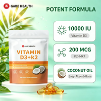 Capsules de Vitamine D3 K2 MK7 en Gélules Molles 10000UI 200mcg à l'Huile de Coco pour l'Absorption du Calcium, la Force Osseuse, l'Immunité et la Santé Cardiaque (OEM)