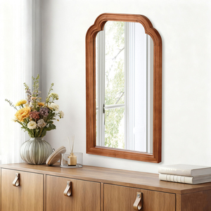 Solid Wood <b>Frame</b> Rounded Corner Decorative Mirror 20x30 Inches For Bedroom Bathroom Living Room Entryway - Product Image 2