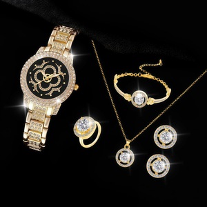 Conjunto <span class=keywords><strong>de</strong></span> Joyería para Mujer con Reloj, Brazalete, Anillo, Aretes y Collar con Diseño <span class=keywords><strong>de</strong></span> Leopardo, Incrustaciones <span class=keywords><strong>de</strong></span> Diamantes <span class=keywords><strong>de</strong></span> Imitación y Aleación, <span class=keywords><strong>Regalo</strong></span> para Uso Diario - Product Image 3