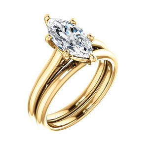 Bagues de fiançailles classiques solitaires en or jaune massif 10K, faites à la main, avec moissanite taille marquise 1CT-5CT, certifiées IGI - Product Image 1